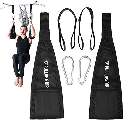 PULLUP & DIP Bauchmuskelschlaufen Armschlaufen für Bauchtraining, Klimmzugstange Schlaufen Bauchtrainingsschlaufen für Tür Reck und Turnstange, 2er-Set Karabinerhaken als Ab Straps