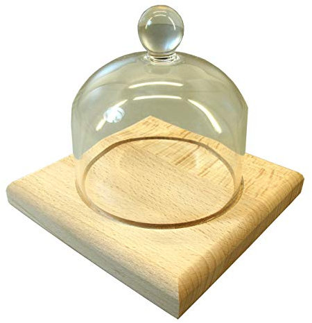 Ullmannglass - Campana da Formaggio in Vetro con Tagliere in Legno di faggio, Small Ø Glocke ca. 8,8 cm