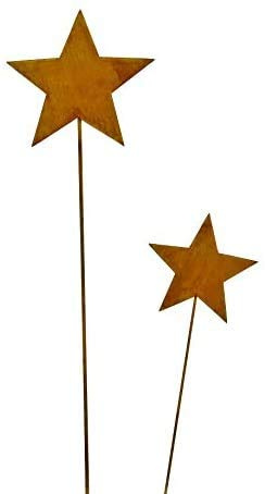 Bornhöft Gartenstecker Sterne aus Edelrost Metall Rost Gartendekoration Weihnachten rostige Gartendekoration Stern 1x118cm + 1x78cm