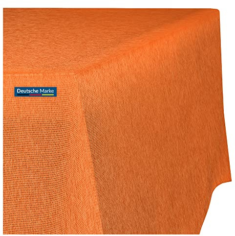 TEXMAXX Tischdecke abwaschbar eckig - 140 x 200 cm in Orange - Maßgefertigte Tischdecke Leinenoptik mit Lotuseffekt - Gartentischdecke wasserabweisend mit Fleckschutz