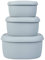 BLUE GINKGO Silicone Food Storage Container Set - Reusable Airtight Food Containers with Lids - Lunch and Bento Boxes for Adults and Kids - Freezer, Gray