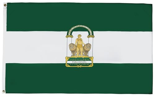 AZ FLAG Bandera Andalucía 90x60 cm Andaluza Poliéster 100D 2 Ojales | Uso interior y exterior Enseña costuras dobles y bordes reforzados con ojales metálicos