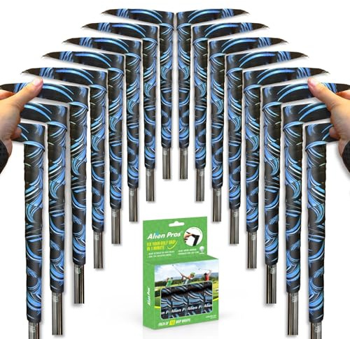 Alien Pros Golf-Grip-Wickelbänder (16er-Pack) – Innovative Golfschläger-Grifflösung – genießen Sie ein frisches neues Griffgefühl in weniger als 1 Minute (16 Stück, blaue Wellen)