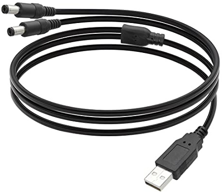 YACSEJAO Cavo splitter da USB a CC da USB a doppio DC 5,5 x 2,1 mm 5 V Barrel Jack Cavo di alimentazione per ventilatori Led Router Altoparlanti Piccoli elettrodomestici