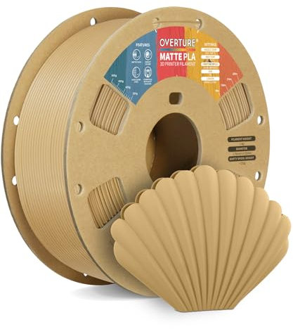 OVERTURE Matte PLA Filament 1.75mm, Matte PLA Rolle 1kg Spule (2.2lbs), Maßgenauigkeit +/- 0.02 mm, für 3D Drucker (Holz)