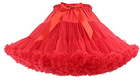 PhilaeEC Damen Petticoat Tüllrock Kurz Tutu Ballett Ballkleid Unterrock Underskirt Crinoline, Frauen Plissee Party Kostüm Skirt, Länge 40cm, Taille 55-95cm