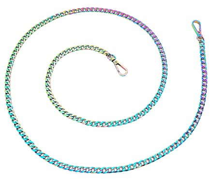 WADORN Regenbogen Geldbörse Kettenriemen Aus Metall, 122 cm DIY Eisen Flachkette Ersatz Bunte Schultergurt Handtasche Kette Zubehör Für Crossbody Umhängetasche Brieftasche Satchel, 0.75 cm Breit