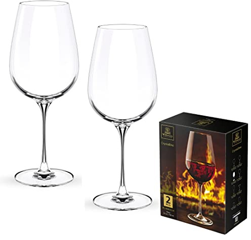 Wilmax - Juego de 2 copas de vino blanco y vino tinto, 700 ml, aptas para lavavajillas, modernas, resistentes al deslustre