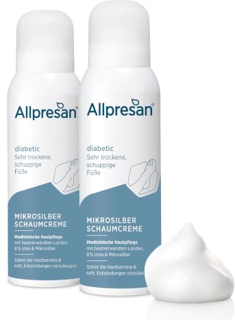 Allpresan diabetic MIKROSILBER Schaumcreme 125 ml (2er Pack) | Fußschaum mit Mikrosilber für sehr trockene bis schuppige Haut bei Diabetes mellitus