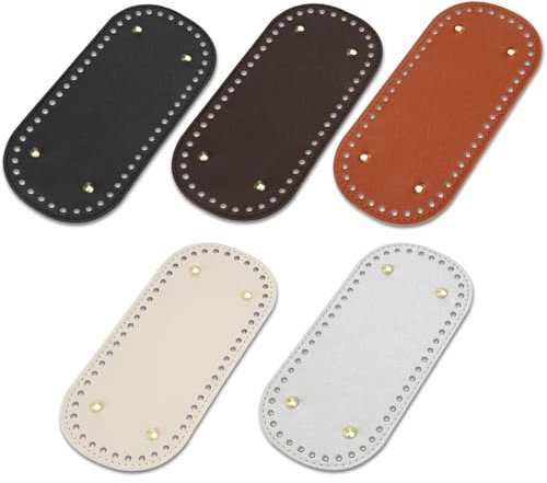 EEEKit 5 Stück Taschenboden Kunstleder, 22×10CM Taschenboden zum Häkeln, Handgewebte Tasche Pad, Ovale Taschenbodenformung mit Löchern für Handtasche Strickbeutel DIY Taschen Taschenherstellung