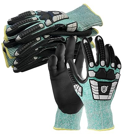 NITREX 295RP Arbeitsschutzhandschuhe mit Aufprallschutz, NitreGuard® Technologie, NitreGrip® Technologie, gesandete Nitril-Handflächenbeschichtung, schnittfester Handschuh, 5 Paar je Beutel