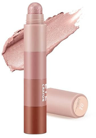 Apooliy Crayon ombres à paupières 4 couleurs, Bâton d'ombre à paupières Matte Fine Glitter, Ombre à paupières crémeuse, Surligneur pour le visage, Crayon ombres à paupières hautement pigmenté