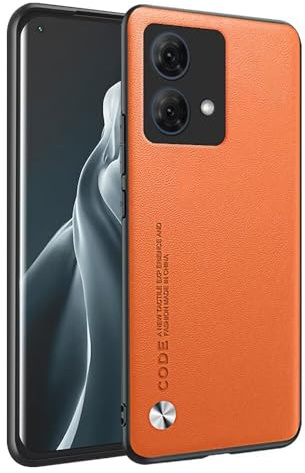 HONLEN Funda para Motorola Moto Edge 40 Neo (6.55 Inches) Carcasa de Negocios Respaldo de Cuero Naranja