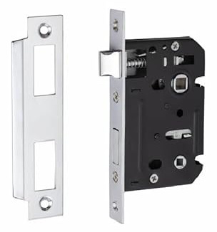 Golden Grace Bolt Through Bathroom Mortise Lock, 64mm Chrome Finish | Corrosion-resistant nickel plating pairs with thumbturn rose spindles and features a 45mm door edge to spindle hole distance.