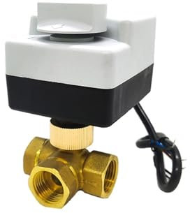 MUHM 1/2 1 1-1/2 Elektrischer Kugelhahn aus Messing, Dreileiter, Zweisteuerung, Dreiwege-Elektroantrieb, Innengewinde mit manuellem Schalter (Color : 220VAC, Size : 1-1/2)