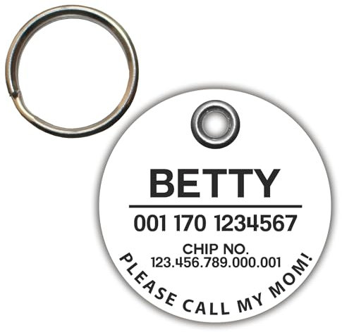 DOG TAG/HUNDEMARKE - aus Biothane - weiß - v1 - rund - Ø 3,4 cm