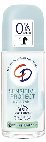 CD Déodorant roll-on Sensitive Protect 50 ml - Déodorant doux sans sels d'aluminium et sans alcool - Convient aux peaux sensibles - Protection longue durée 48h - Végétalien