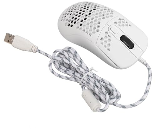 Yunseity Kabelgebundene Computermaus, Ergonomische 6-Tasten-Programmier-RGB-Gaming-Maus für Laptop-Gamer (White)