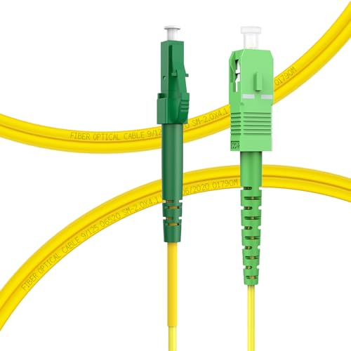 FLYPROFiber Câble patch à fibre optique LC APC vers SC APC 20 m - Câble patch en fibre optique monomode Simplex 9/125 μm, fibre optique LSZH