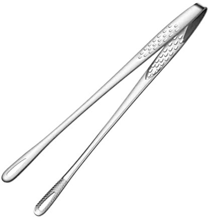 Long Grill Tweezers Barbecue Tongs Barbecue Long Grill Tweezers Stainless Steel Cooking Tongs Silver 24cm