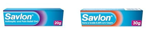 Savlon Burns & Scalds 0.25% w/w Cream (1 x 30g), Savlon Antiseptic & Pain Relief Gel,Contains Anaesthetic to Numb Pain & Antiseptic to Help Prevent Infection (1 x20g), (2 Pack)