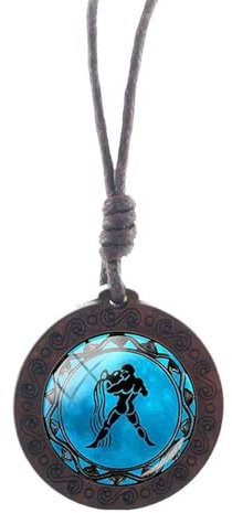 GONMFKM Charm-Halskette Mit 12 Sternzeichen, Modischer Anhänger Aus Glas, Rund, Holz, Blau, Mit Schlüsselbeinkette, Sternbild, Horoskop, Pulloverkette Für Damen Und Herren, Schmuckgeschenke, Wasserm