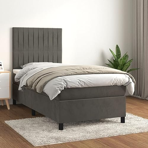 Juroupi Boxspringbett mit Matratze Betten Matratze Bett Mit Matratze Boxspringbett Mit Bettkasten Dunkelgrau 80x200 cm Samt - 3143110