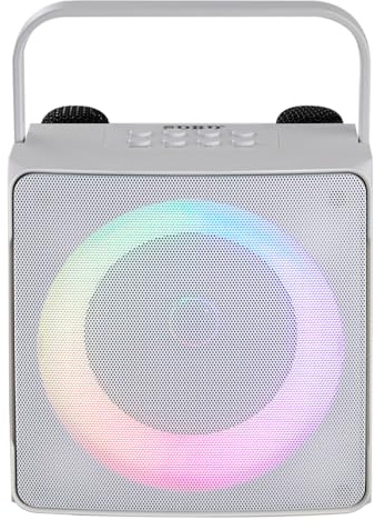 Warmiehomy Karaoke Machine with Two Wireless Microphones, Portable Karaoke Machine for Adults & Kids, Bluetooth Speaker with Dynamic Lights for Party, Home Singing, Girls Boys Birthday Gift (White)