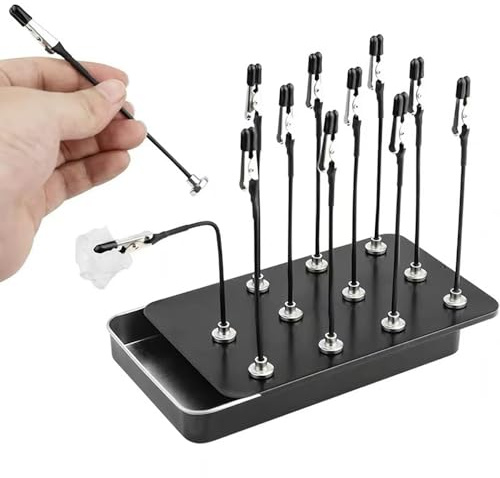 Takelablaze Metal Painting Stand Base Holder with 12PCS Magnetic Bendable Alligator Clip Sticks Set Modeling Tools for Airbrush Spray Hobby Model Parts Holder