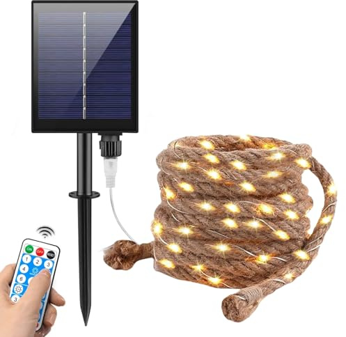 LED Solar Seil Lichterkette Außen Warmweiß - 7 Meter 200 LEDs Wasserdicht Dünn für Garten Terrasse Balkon Deko - USB-Aufladung + Fernbe
