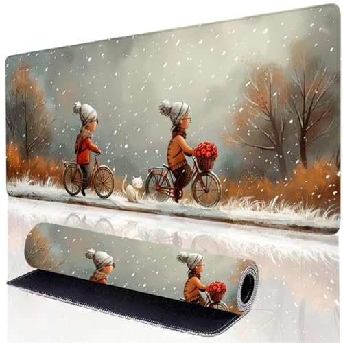 Mauspad Gelb Gaming Mousepad XXL 800x300mm, Wasserdicht Schreibtischunterlage Baum, Verbessert Präzision und Geschwindigkeit, Genähten Kanten Desk Mat für PC Zubehör Gaming Schreibtisch Deko RZ-4