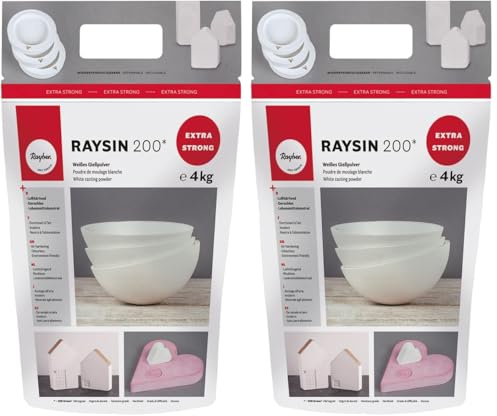 Rayher Polvo para moldear Raysin 200, blanco, 4 kg, seca al aire, sin olor, 34410102 (Paquete de 2)