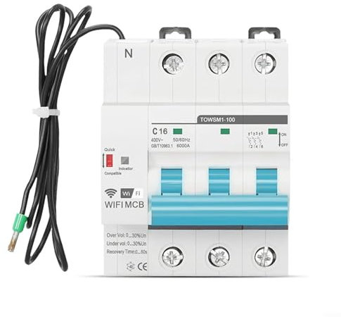 HOHOVYVY Zeitschaltuhr Hutschiene,Für TUYA Smart WiFi Circuit Breaker 3P 16A Drahtlose Fernbedienung Timer Schalter