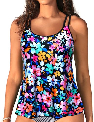 Womens Flowy Tankini Tops Only - Modest Bathing Suit Loose Fit Swimsuit Swim Tops No Bottom 2025 (Available in Plus)