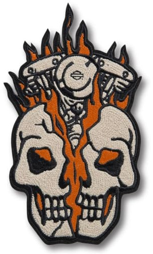 Harley-Davidson Aufnäher Skull Engine Flames
