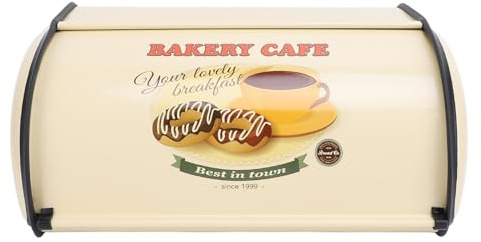 Boîte à pain en métal, porte-greffage à rouleau vintage jaune porte-rangers de rangement alimentaires Conteneur de rangement pour la ferme de comptoir de cuisine (Donut)
