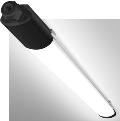 zemty Feuchtraumleuchte LED Röhre 60CM, 3000K/4000K/6500K 18W 1980LM LED Deckenleuchte, IP65 Wasserfest Schwarz Lichtleiste für Kellerlampe, Werkstattlampe, Küchenlampe, Badlampe