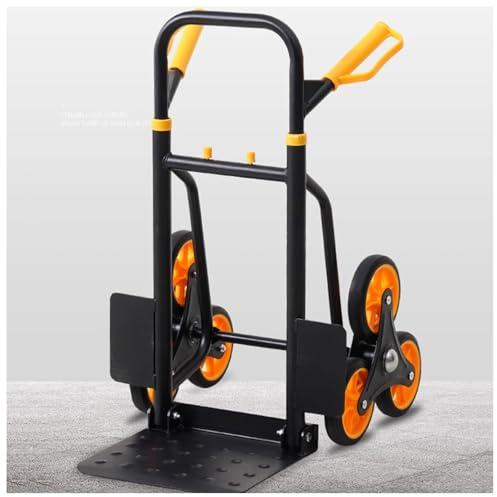 Chariot de chargement pliable avec roues d'escalier - Structure triangulaire - Châssis en acier durable - Poignée en caoutchouc souple - Design extensible pour charges lourdes et transport facile