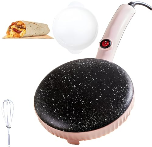 Electric Crepe Maker, Electric Handheld Pancake Maker 600W, Provide Batter Bowl and Egg Beater, Independent Switch, Automatic Temperature Control Medical Stone - Powder