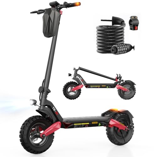 E Scooter mit Straßenzulassung, 80-100 KM Reichweite, 48V 15Ah, 10 Zoll Offroad Luftreifen, ABE Elektroroller mit Doppelter Stoßdämpfung, Faltbarer E Roller Offroad Belastung