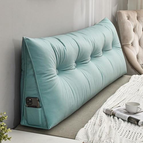 XIEMINLE Ryggstöd kilkudde, triangelkuddar för sänggavel, mjuk säng soffa positioneringsstöd, sänggavel kilkudde för avslappning spelläsning, midja ryggstöd (80 × 50 × 20 cm, blå1)