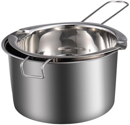 SECFOU Double Boiler Pot Stainless Steel 10.6 Inch with Ergonomic Handle for Universal Wax and Chocolate Melting in Baking