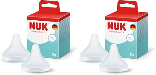 NUK Perfect Match Trinksauger, aus weichem Silikon, Passt sich Babys natürlichem Trinkverhalten an, Anti-Kolik, Größe M, ab 3+ Monate, 2 Stück (Packung mit 2)