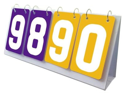 BHFZIAP Tabellone segnapunti sportivo 4 cifre Tabella Punteggio Flipper per Baseball Soccer Team Games Viola Giallo, 35.5x16cm