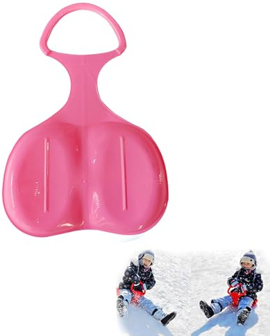 Schneerutscher Kinder Schlitten, PE Kunststoff Bob Poporutscher Erwachsene und Kinder Schneeteller Porutscher, 56.5x38cm Schneegras Sandbrett, Bob Schlitten Kinder für den Outdoor Winter Sport (Rosa)