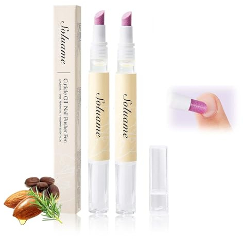 45° Ceramic Cuticle Pusher Oil Pen Dual-action Cuticle Oil Pen Gently Exfoliates and Nourishes Nails Suitable for Hangnails, Dryness, Cracks Nails Moisturises, Strengthens and Adds Shine,2ml*2