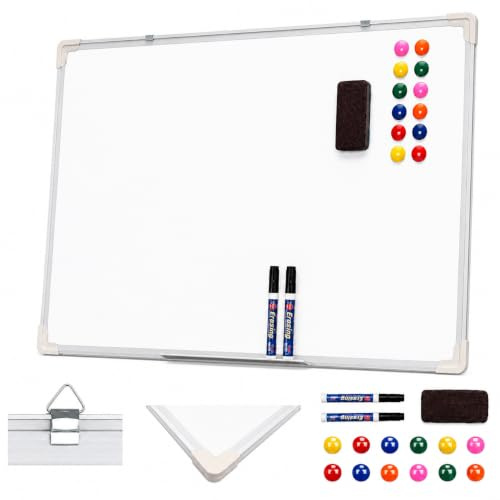 HH Home Hut Large Magnetic Whiteboard - Perfect for Home Office, Gym & Vision Board - 90x60 cm, Wall Mounted White Board, with Erasable Markers Pens - Ideal Notice Board for Office