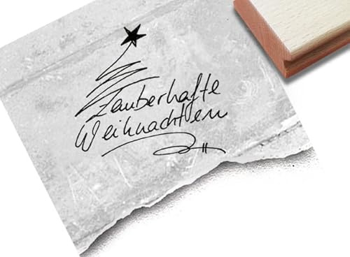 Stempel Weihnachtsstempel ZAUBERHAFTE WEIHNACHTEN Handschrift - Schriftstempel Karten Geschenkanhänger Geschenk Weihnachtsdeko - zAcheR-fineT