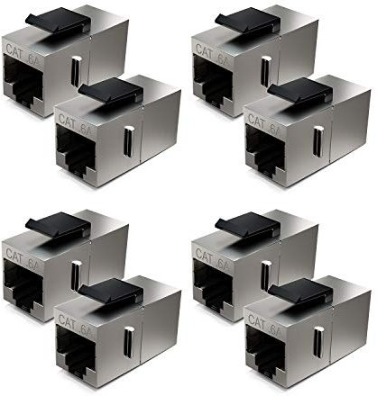 deleyCON 8x CAT6a Keystone Modulo Cavo Patch Accoppiamento Connettore Schermato 2x Presa RJ45 Rete Patch Panel Staffa Keystone Estensione