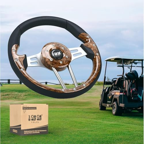 10L0L Universelles Design Golfwagen-Lenkrad passend für Yamaha Club Car DS & Precedent Tempo, EZGO RXV & TXT, ergonomisches Design, Kohlefaser-Lenkrad